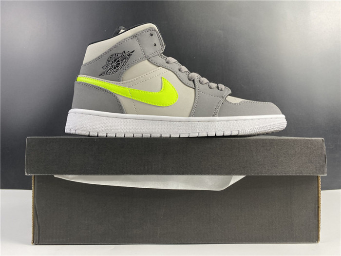 Air Jordan 1 Mid Grey Volt 554724-072