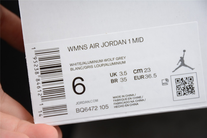 Air Jordan 1 Mid Wolf Grey Aluminum (W) - BQ6472-105