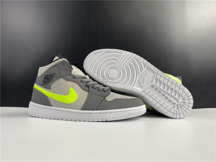 Air Jordan 1 Mid Grey Volt 554724-072