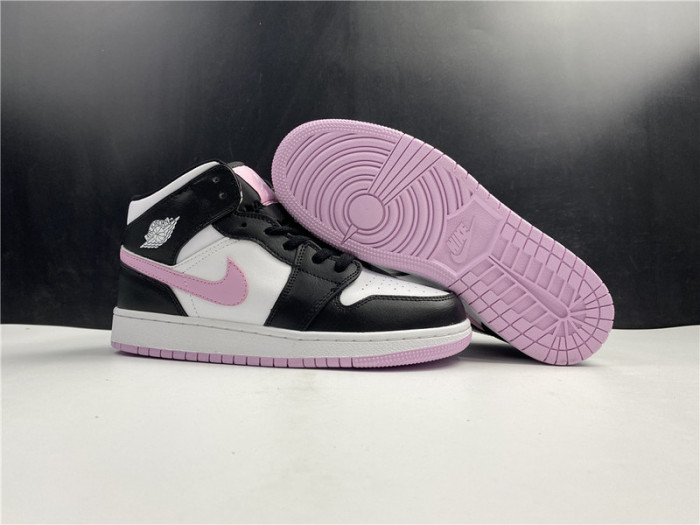 Air Jordan 1 Mid White Black Light Arctic Pink (GS) - 555112-103
